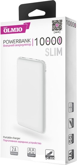 Внешний аккумулятор/автономное ЗУ Slim, 10000mAh, OLMIO